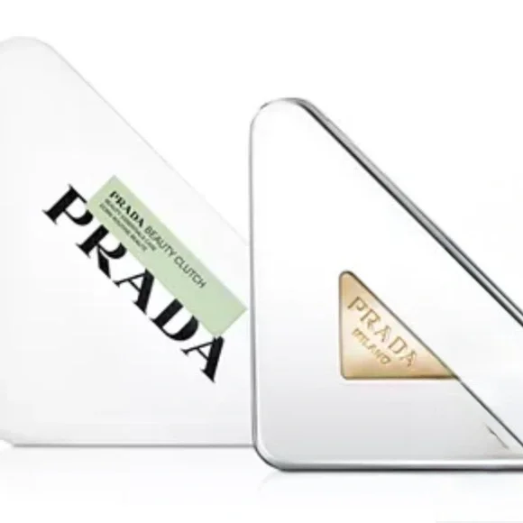 Prada Triangular Silver and Gold Clutch - Picture 2 of 4